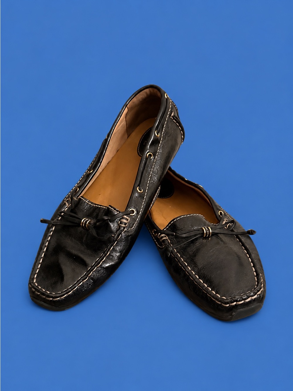 Clarks Artisan Black Patent Leather Driving Moccasins Loafers Women’s US 10